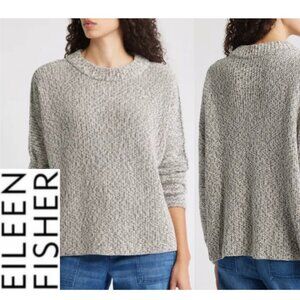 Eileen Fisher Montecito Organic Cotton Knit Sweater Oversized M Oatmeal